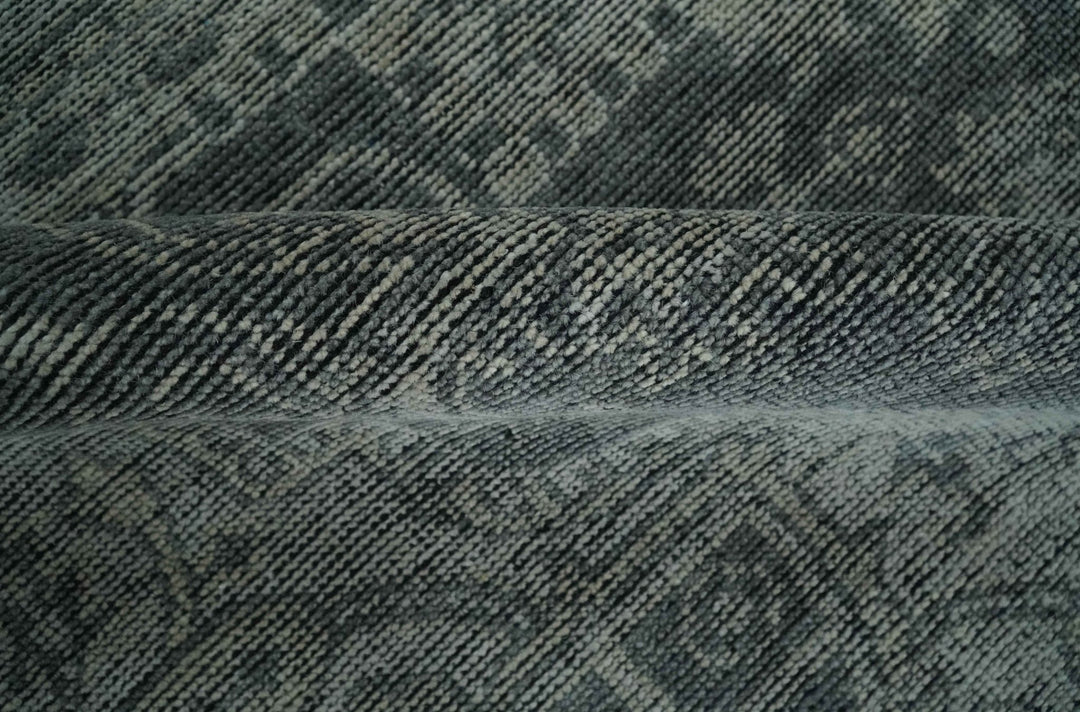 Antique Style Charcoal and Silver Traditional Heriz Medallion 8x10 wool Area Rug - The Rug Decor