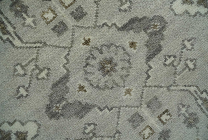 Antique Style Custom Made Traditional Silver and Brown Oriental Oushak Wool Area Rug - The Rug Decor