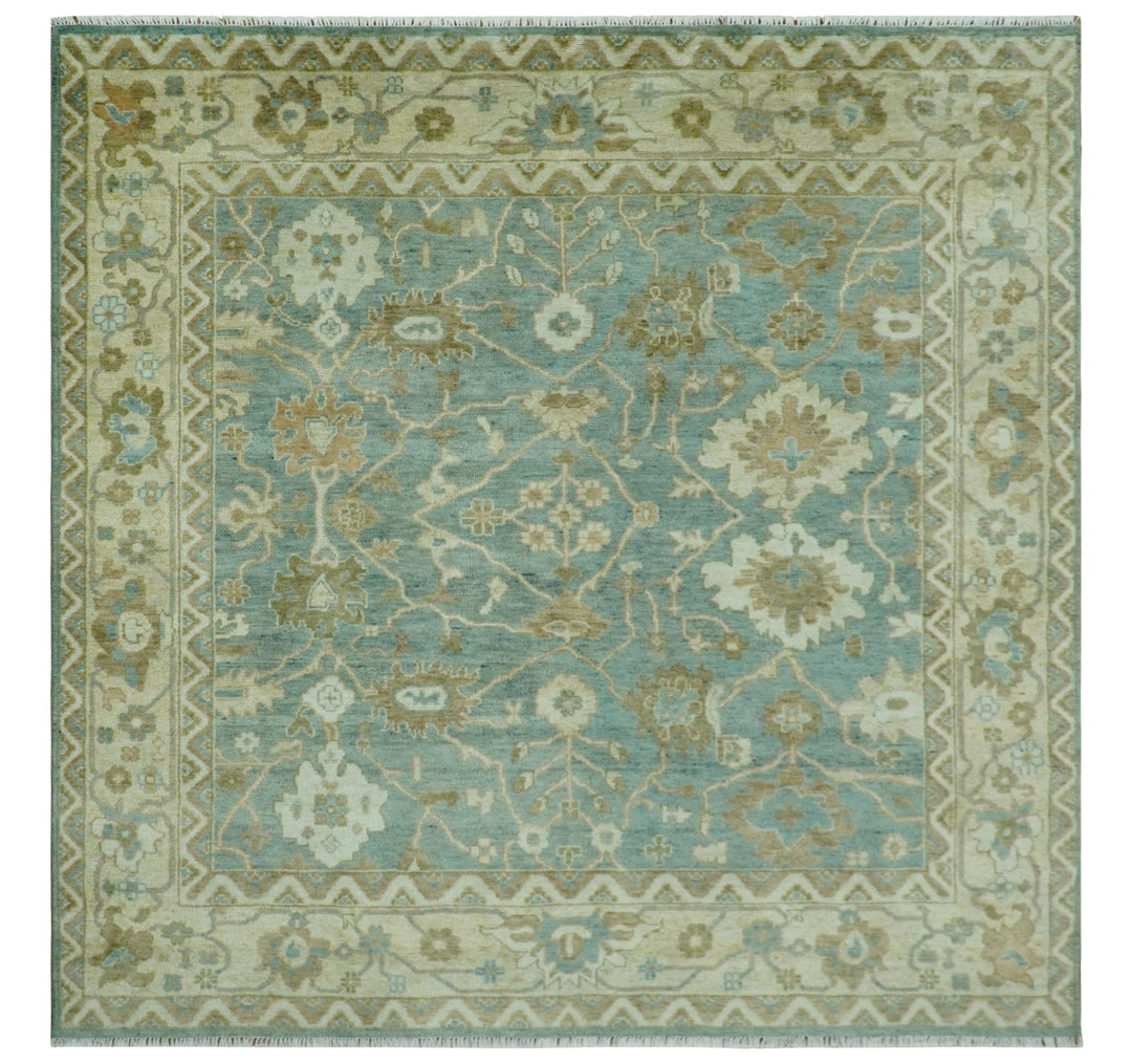 Antique style Floral Gray, Beige and Green Hand knotted Oriental Oushak Multi Size Wool Area Rug - The Rug Decor