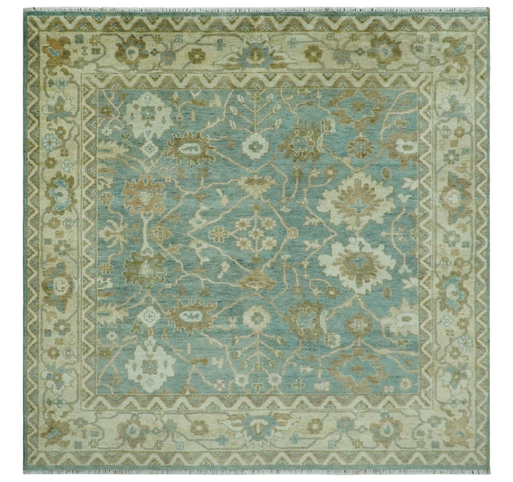 Antique style Floral Gray, Beige and Green Hand knotted Oriental Oushak Multi Size Wool Area Rug - The Rug Decor