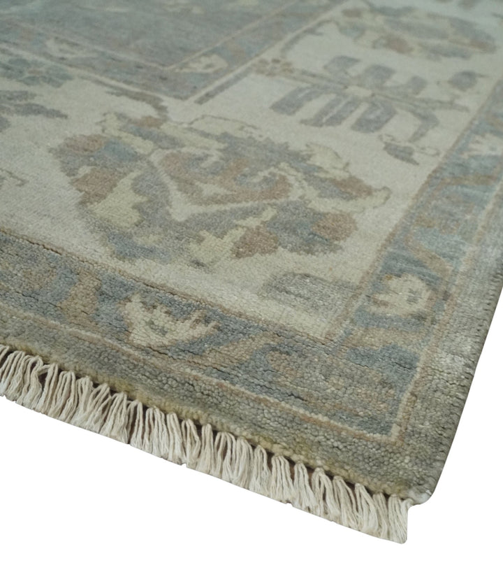 Antique style Gray and Beige 9x12 Hand knotted Oushak wool Area Rug - The Rug Decor