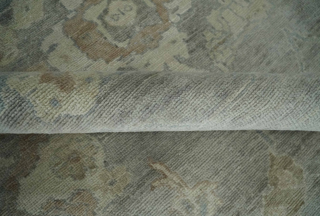 Antique style Gray and Beige 9x12 Hand knotted Oushak wool Area Rug - The Rug Decor
