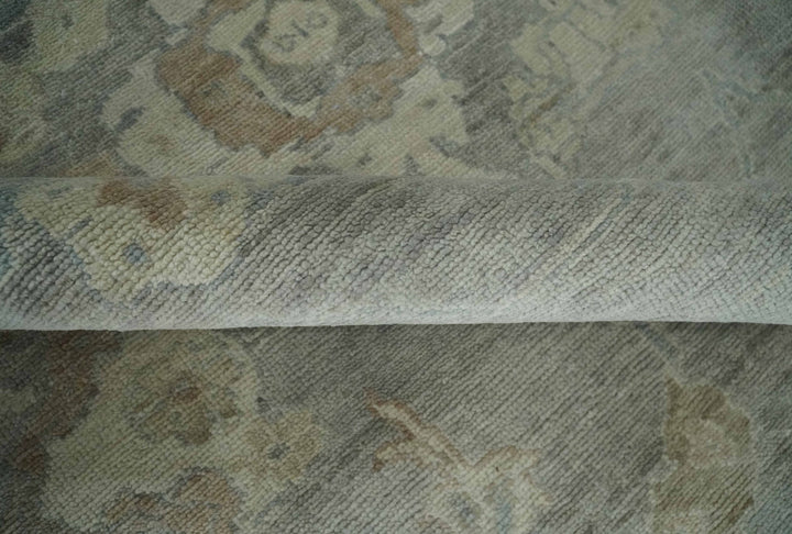 Antique style Gray and Beige 9x12 Hand knotted Oushak wool Area Rug - The Rug Decor