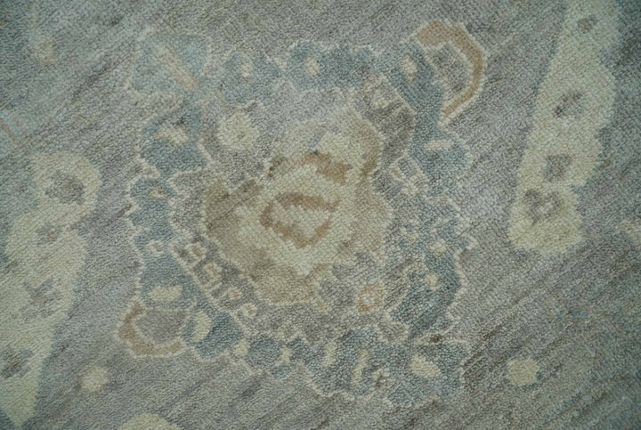 Antique style Gray and Beige 9x12 Hand knotted Oushak wool Area Rug - The Rug Decor