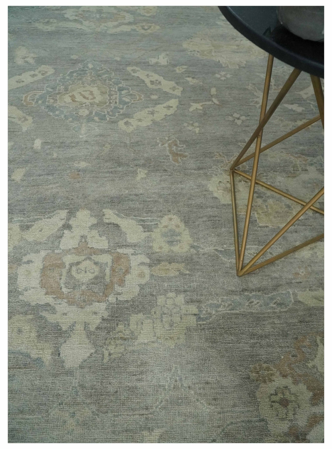 Antique style Gray and Beige 9x12 Hand knotted Oushak wool Area Rug - The Rug Decor