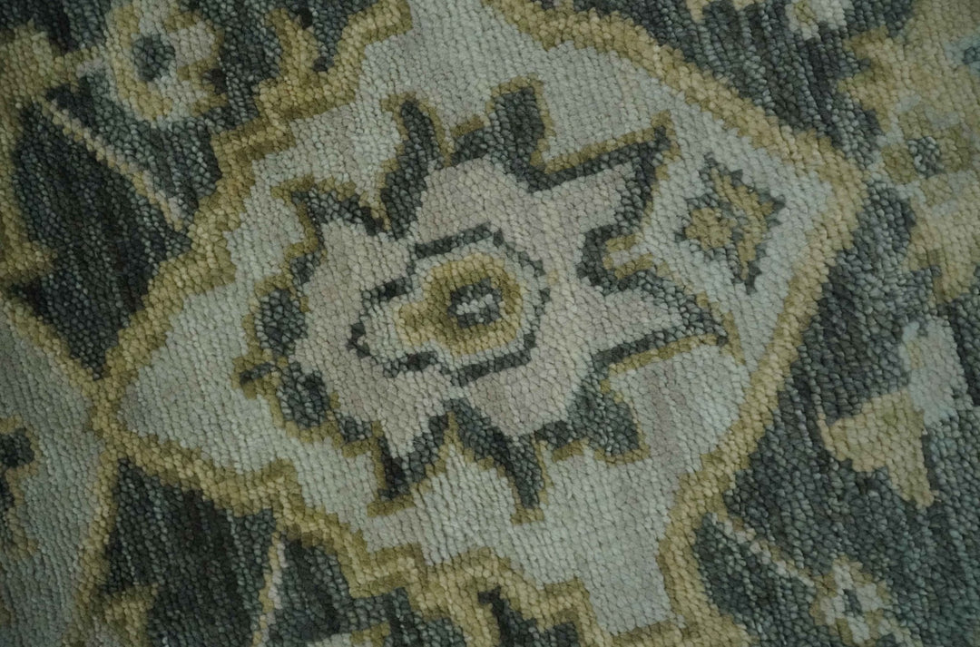 Antique style Gray, Ivory and Olive Hand knotted Traditional Oushak wool Area Rug - The Rug Decor