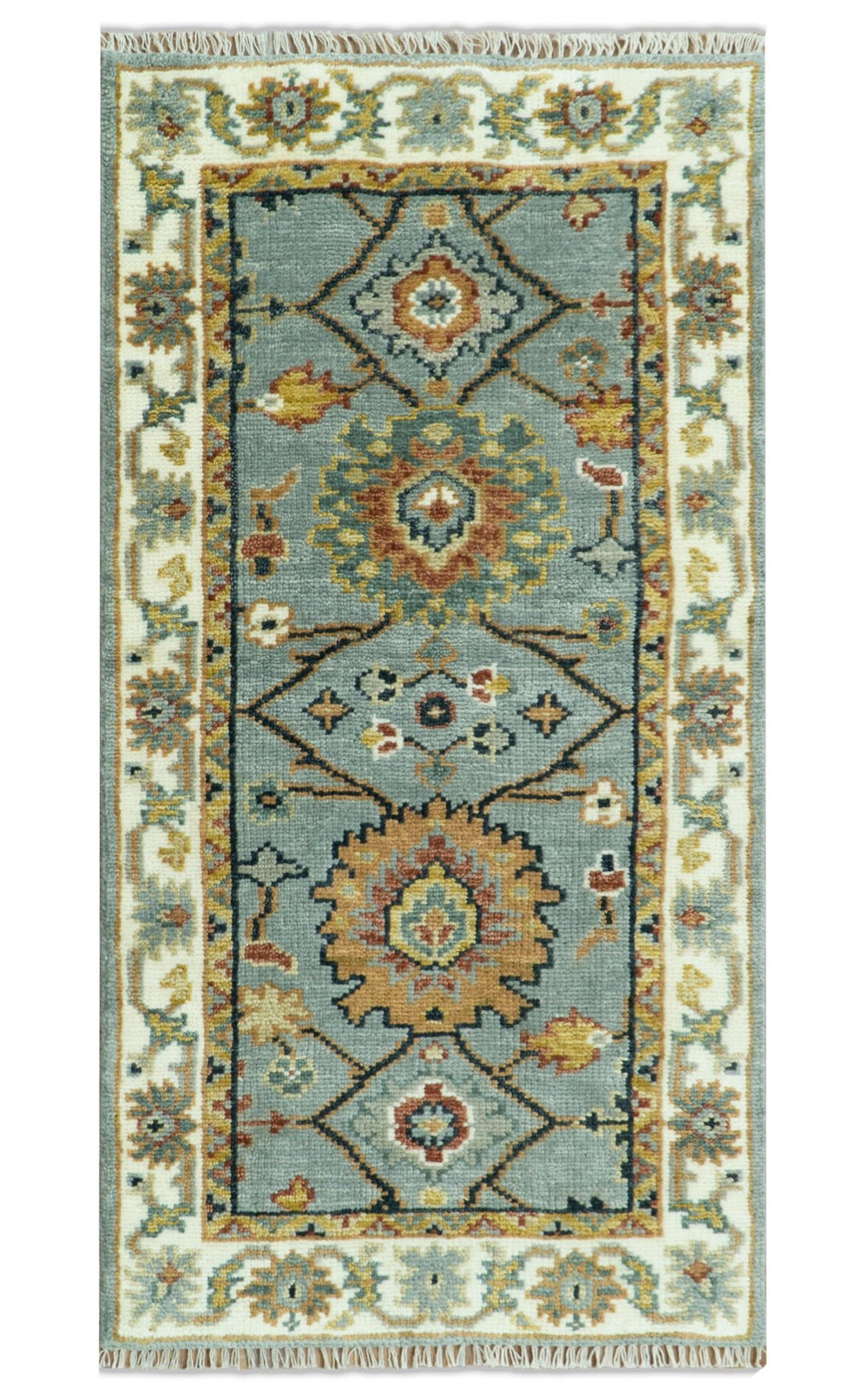 Antique Traditional Gray and Ivory Vintage Style Custom Made wool Area Rug - The Rug Decor