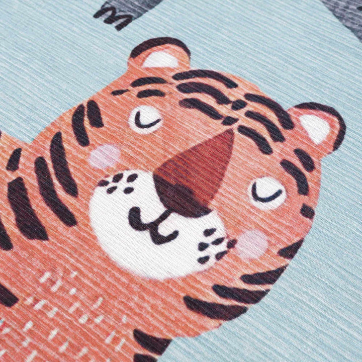 Aqua Colorful Animal Jungle Printed Washable Kids Rug - The Rug Decor