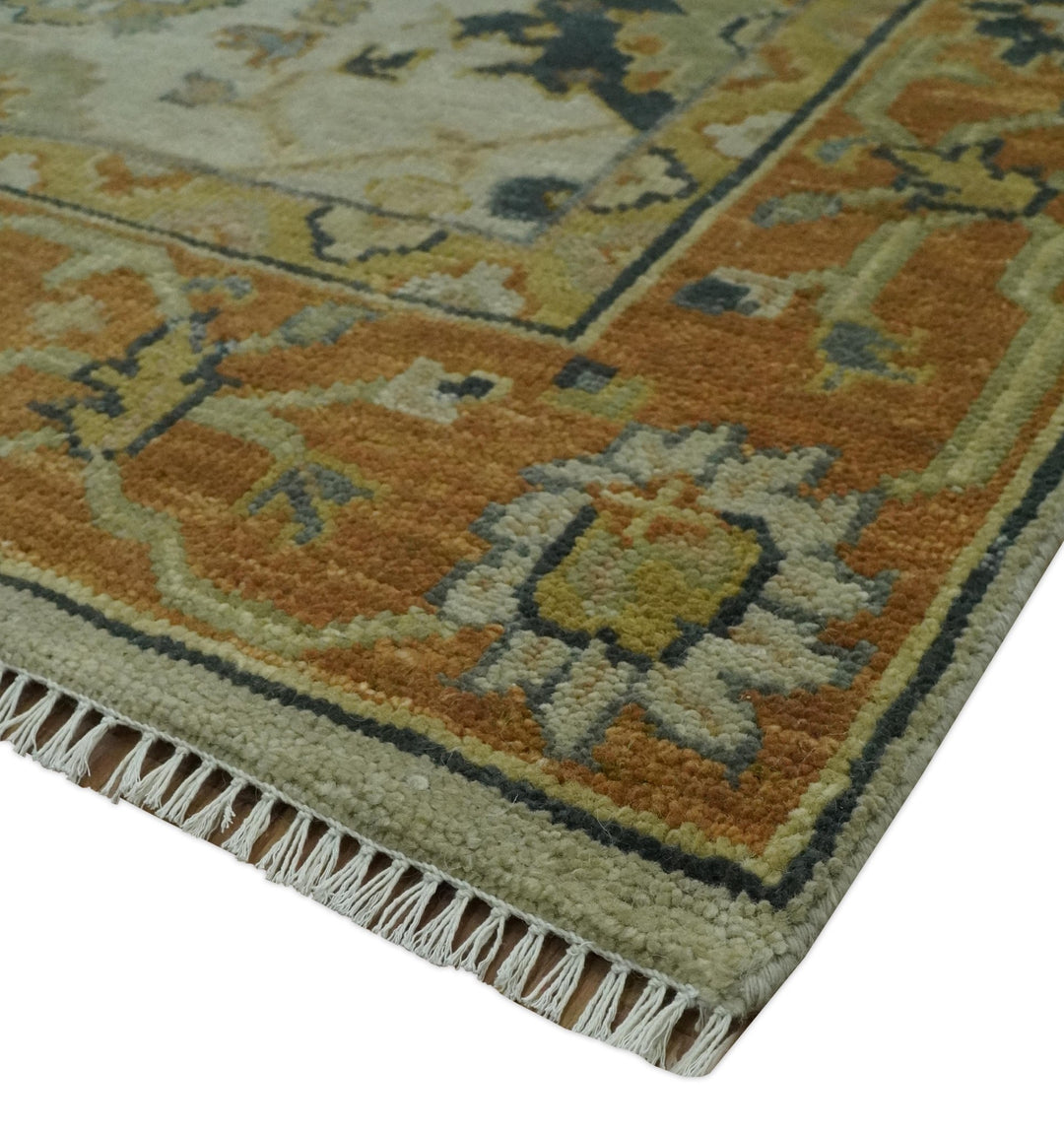 Beige and Gold 8x10 Traditional Oriental Oushak wool Rug - The Rug Decor