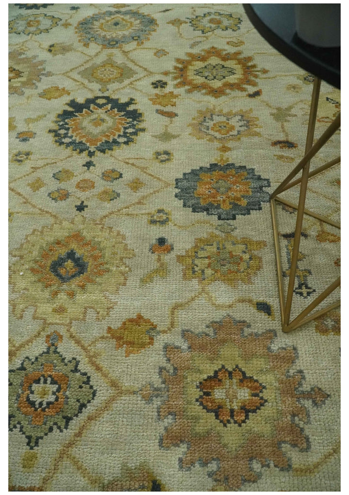 Beige and Gold 8x10 Traditional Oriental Oushak wool Rug - The Rug Decor