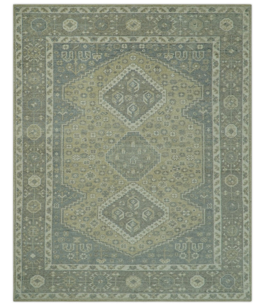 Beige And Gray Traditional Turkish Design 8x10 Hand Knotted Wool Area Rug - The Rug Decor