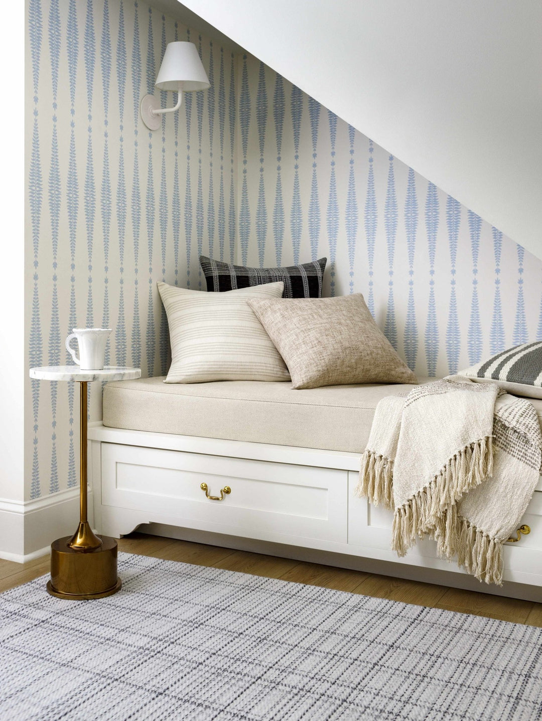 Beige and Tan Modern Stripes Design Square Throw Pillow - The Rug Decor