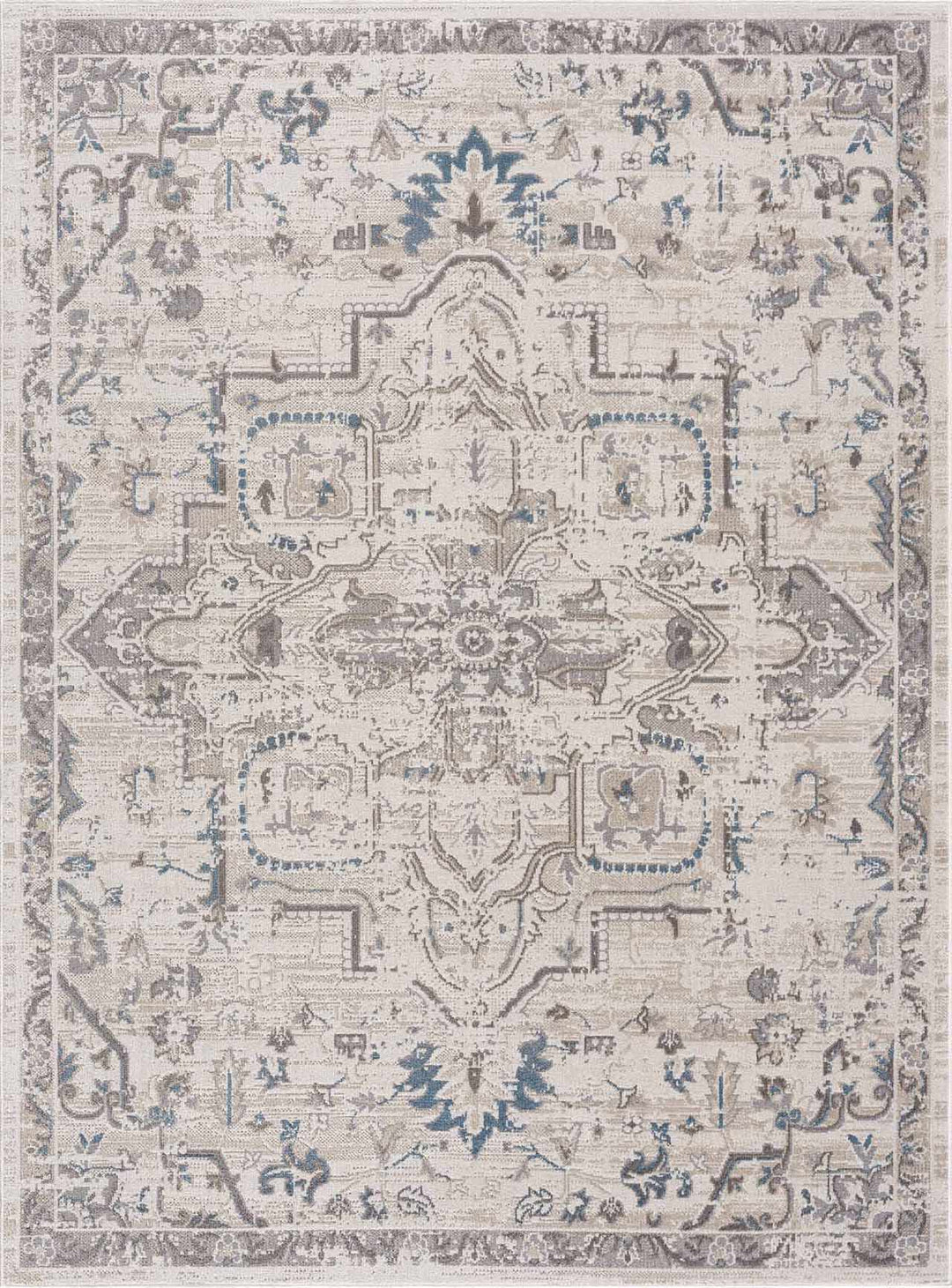 Beige and Taupe Traditional Medallion washable area rug - The Rug Decor