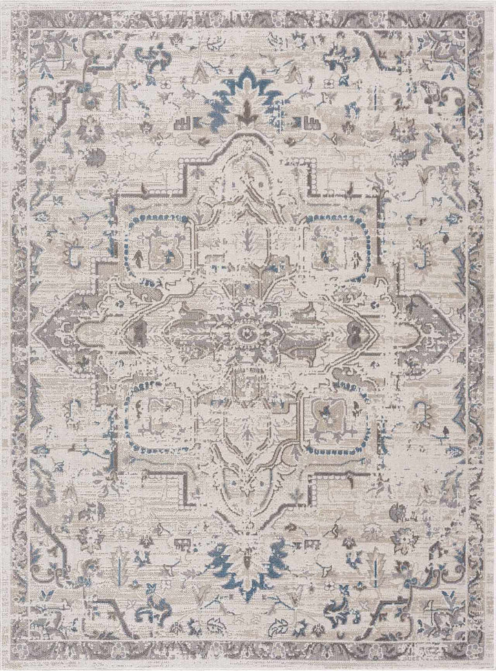 Beige and Taupe Traditional Medallion washable area rug - The Rug Decor