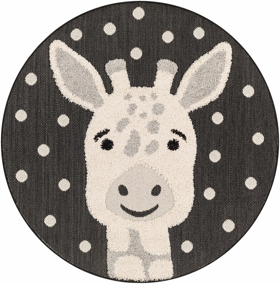 Beige, Black and Gray Kids Giraffe high low Texture Round Outdoor safe Area Rug - The Rug Decor
