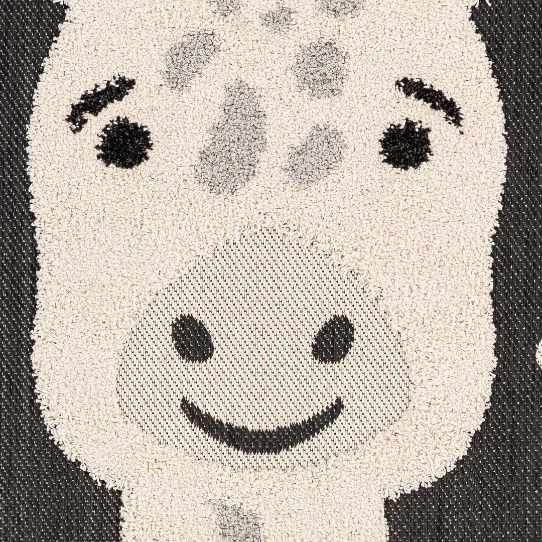 Beige, Black and Gray Kids Giraffe high low Texture Round Outdoor safe Area Rug - The Rug Decor