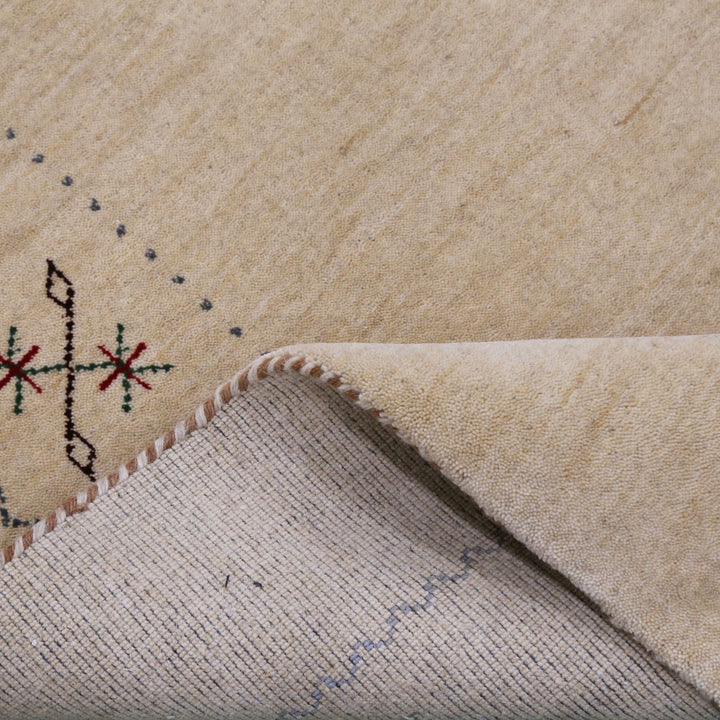 Beige Border Design Hand Loomed Wool Area Rug - The Rug Decor