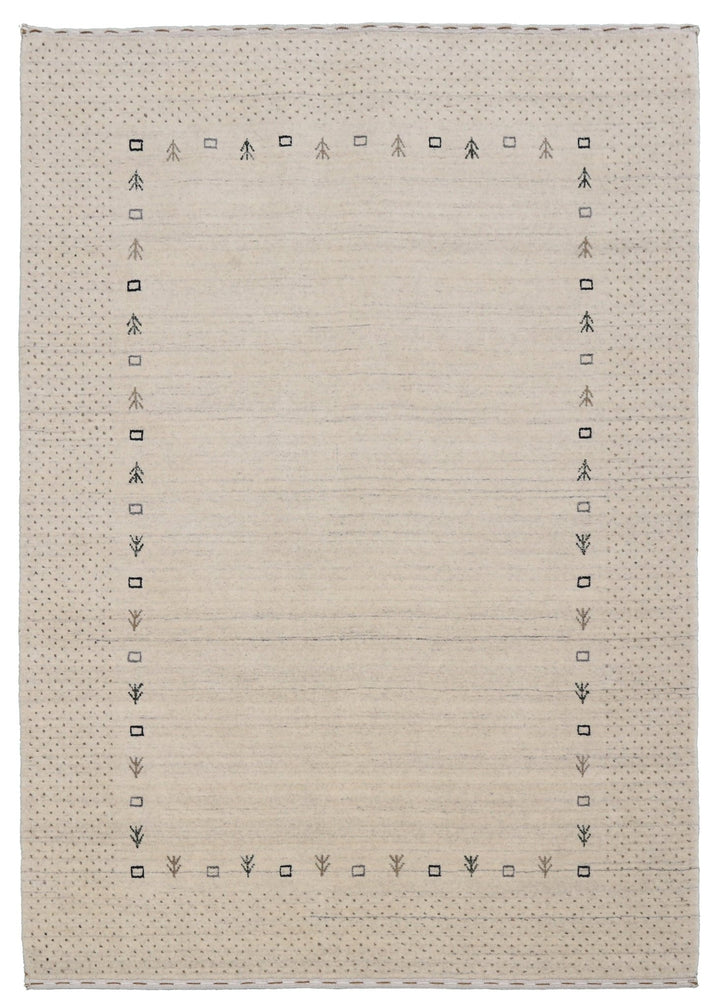 Beige Contemporary Gabbeh Border Design Hand Loomed Wool Rug - The Rug Decor