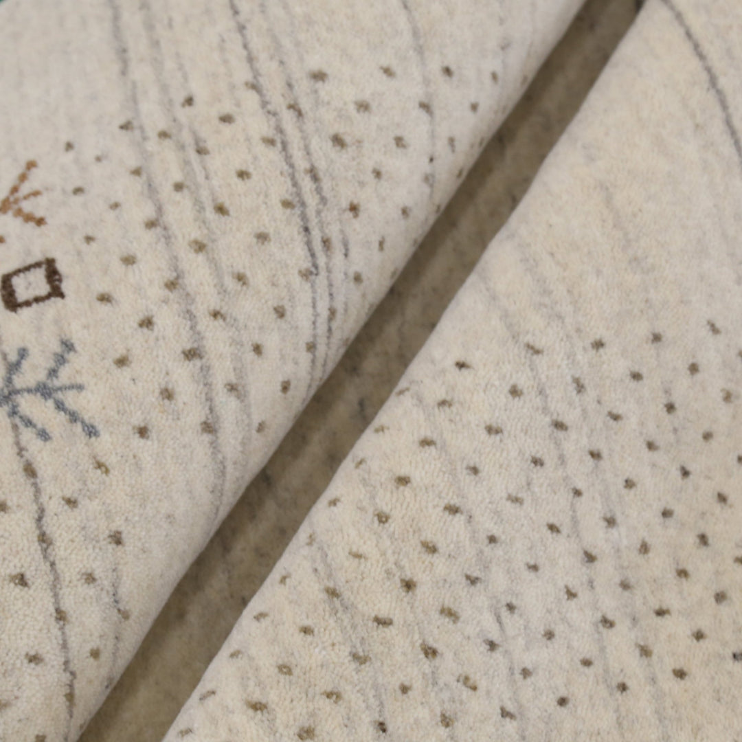 Beige Contemporary Solid Border Design Hand Loomed Wool Area Rug - The Rug Decor
