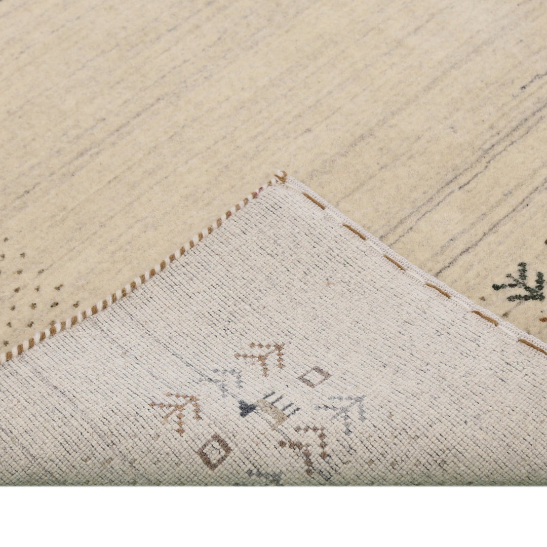 Beige Contemporary Solid Border Design Hand Loomed Wool Area Rug - The Rug Decor