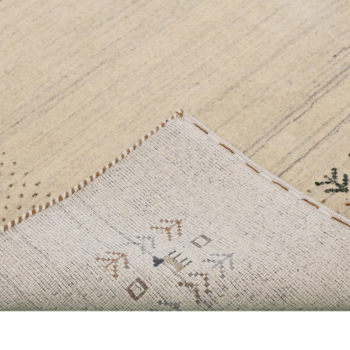 Beige Contemporary Solid Border Design Hand Loomed Wool Area Rug - The Rug Decor