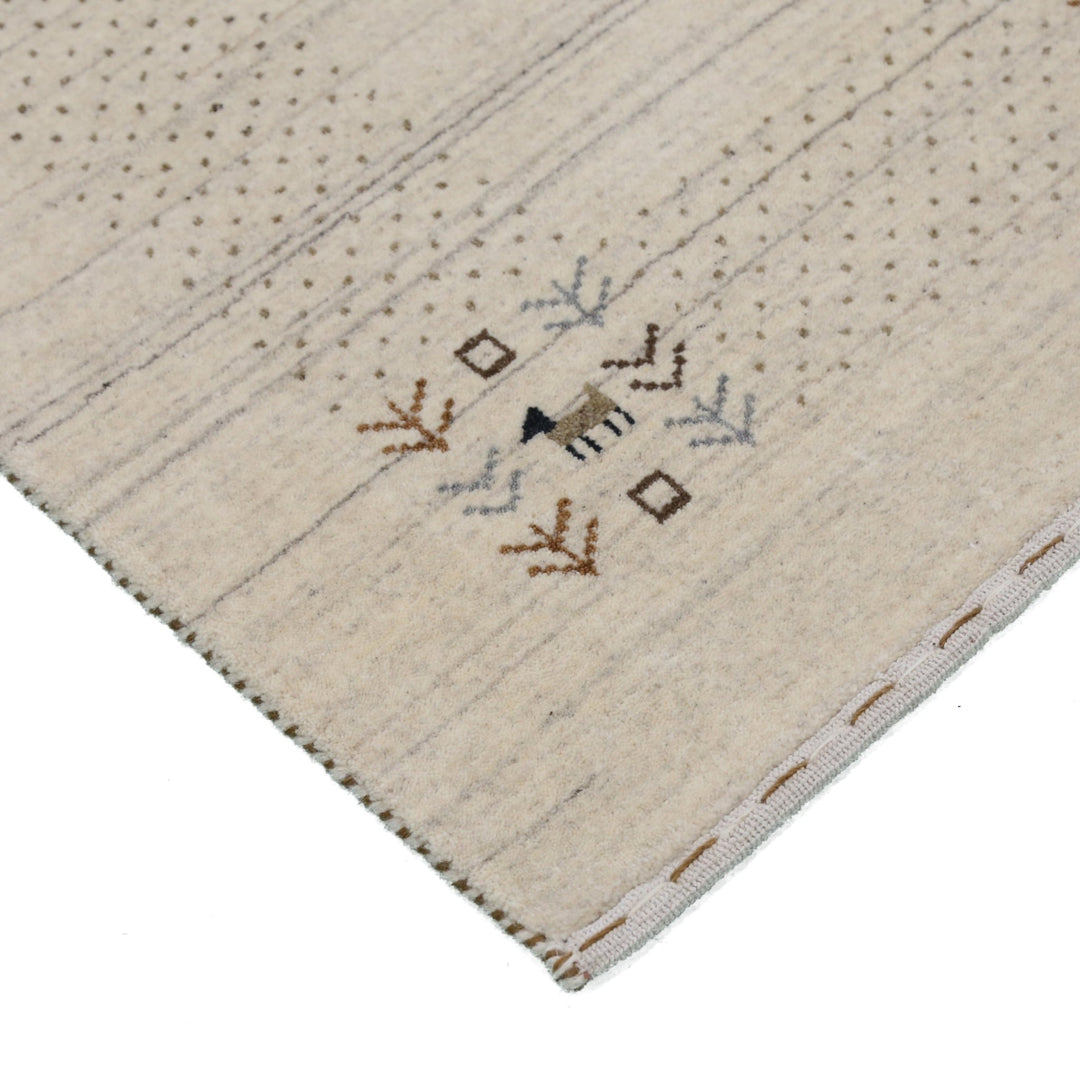 Beige Contemporary Solid Border Design Hand Loomed Wool Area Rug - The Rug Decor