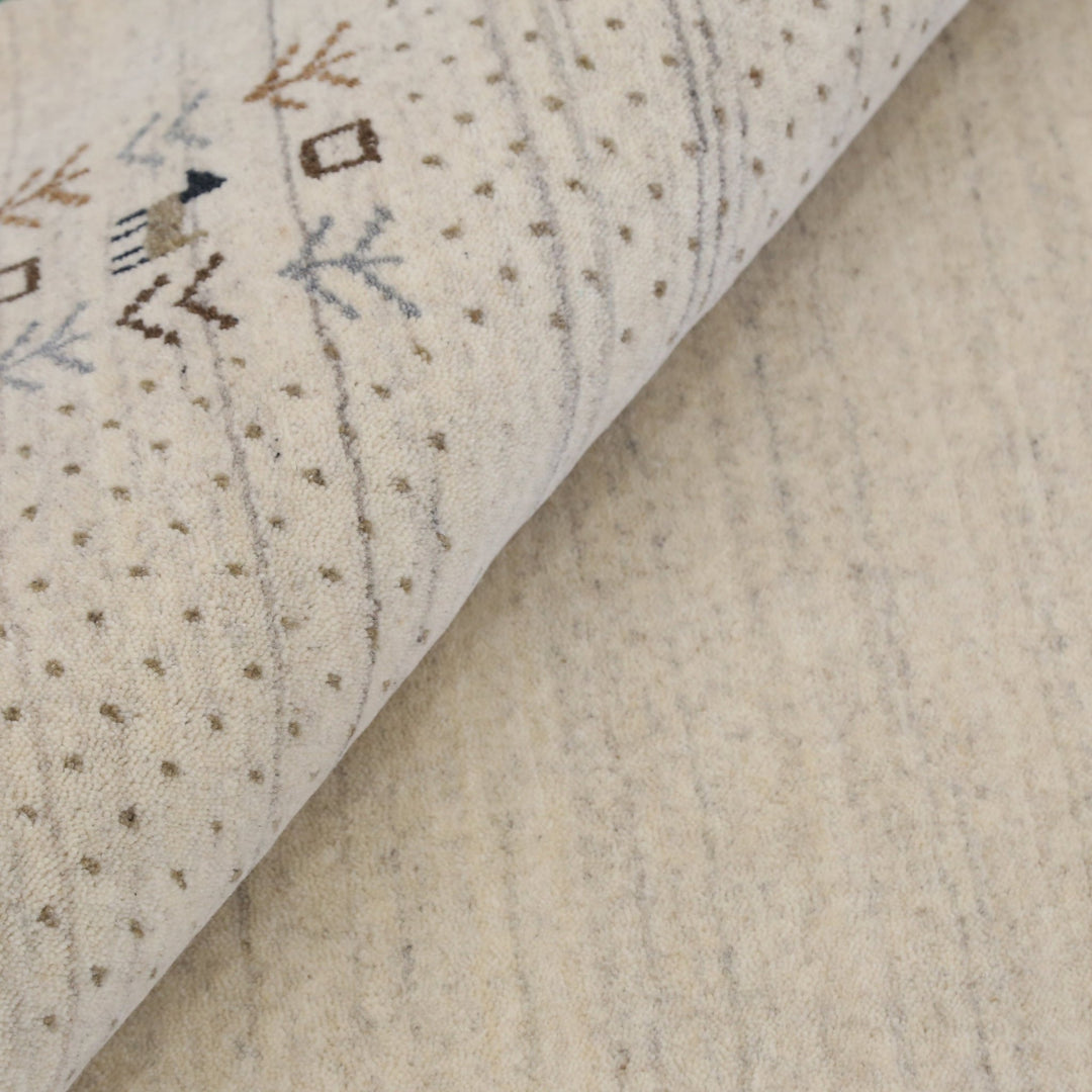 Beige Contemporary Solid Border Design Hand Loomed Wool Area Rug - The Rug Decor