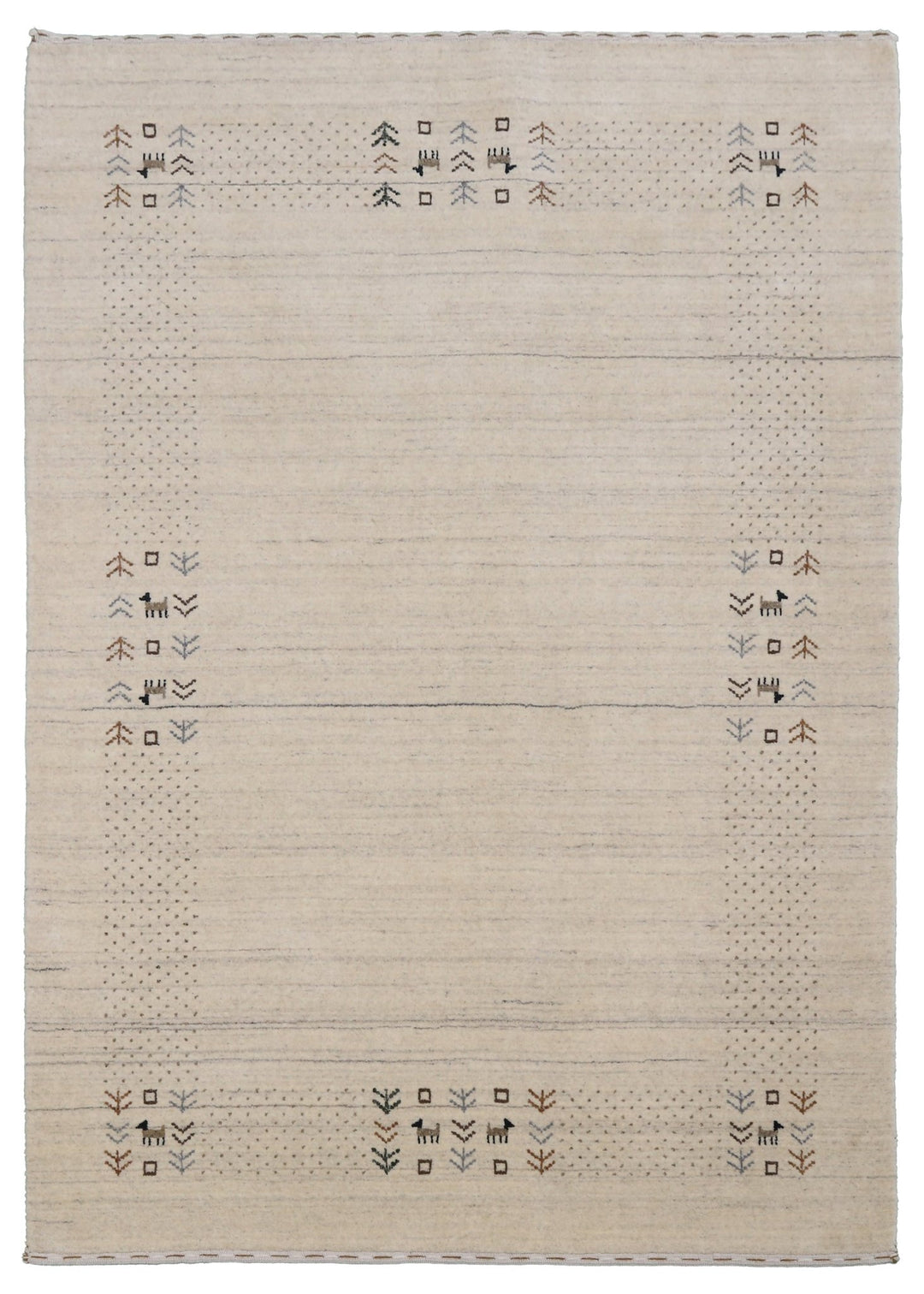 Beige Contemporary Solid Border Design Hand Loomed Wool Area Rug - The Rug Decor