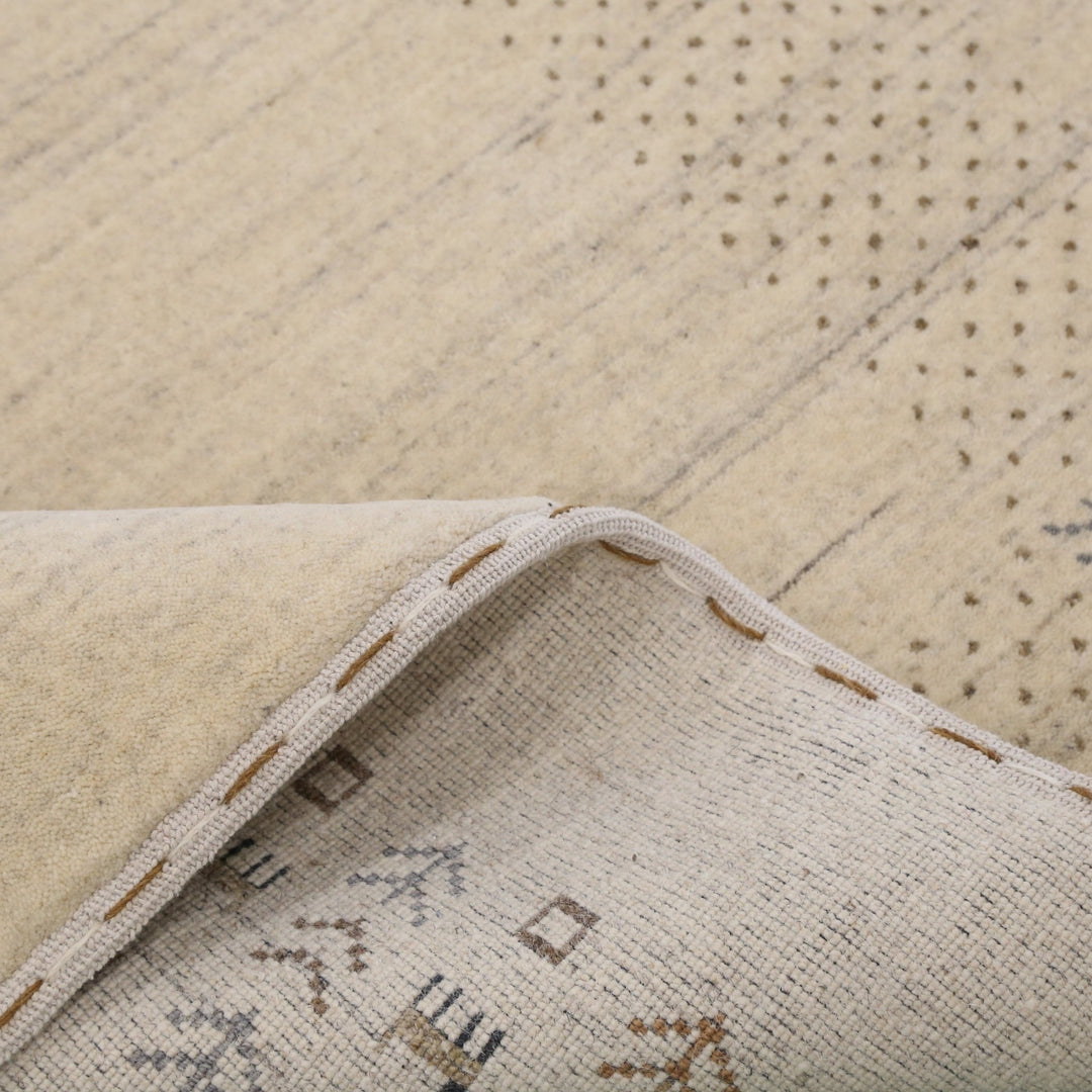 Beige Contemporary Solid Border Design Hand Loomed Wool Area Rug - The Rug Decor