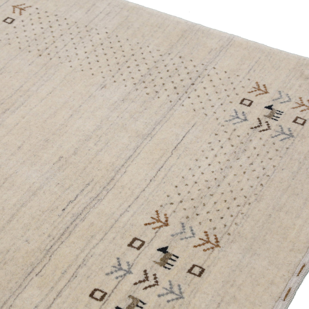 Beige Contemporary Solid Border Design Hand Loomed Wool Area Rug - The Rug Decor