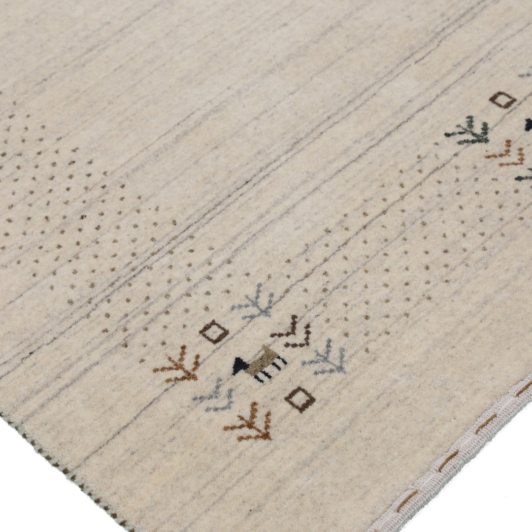 Beige Contemporary Solid Border Design Hand Loomed Wool Area Rug - The Rug Decor