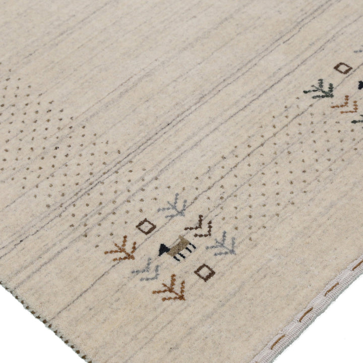 Beige Contemporary Solid Border Design Hand Loomed Wool Area Rug - The Rug Decor