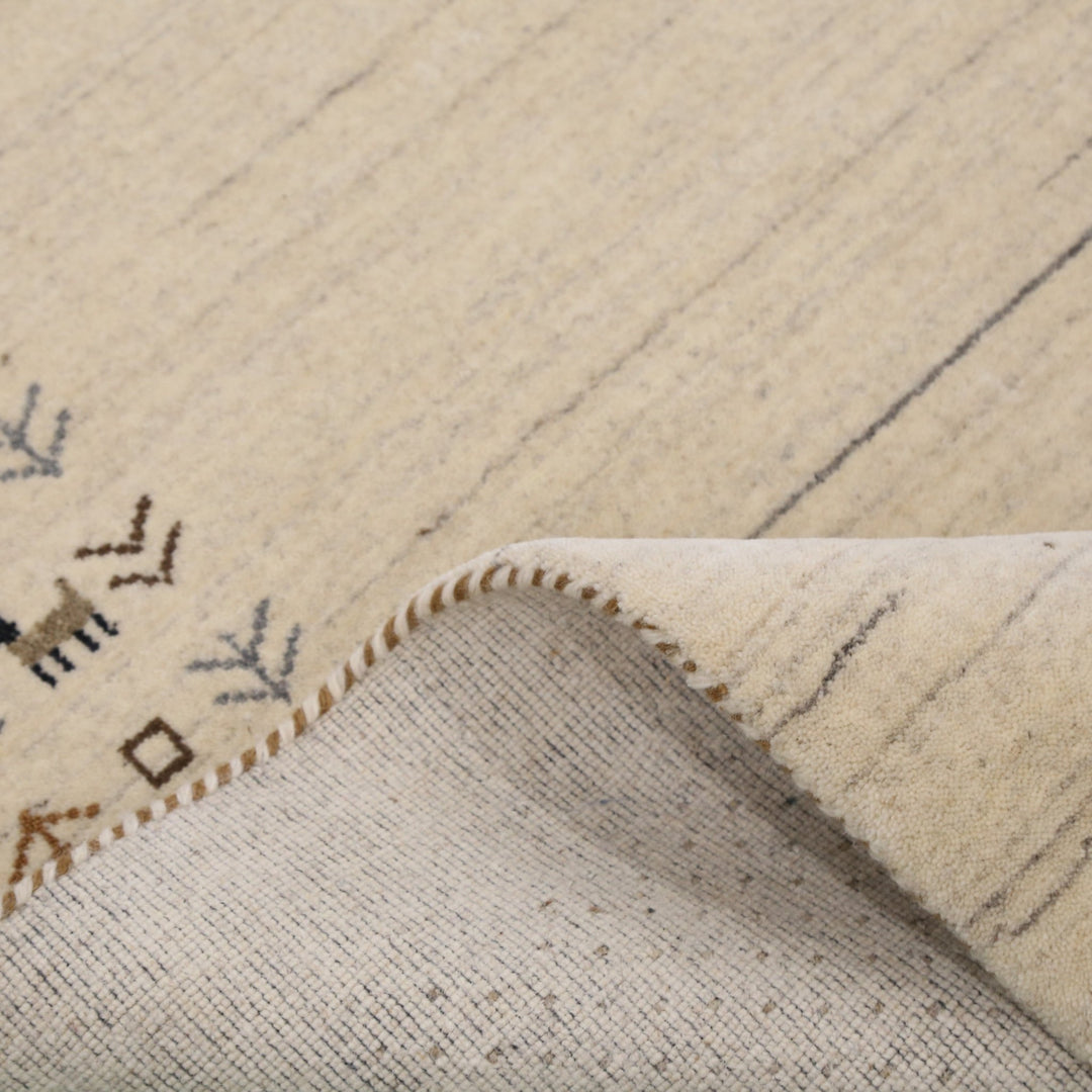 Beige Contemporary Solid Border Design Hand Loomed Wool Area Rug - The Rug Decor