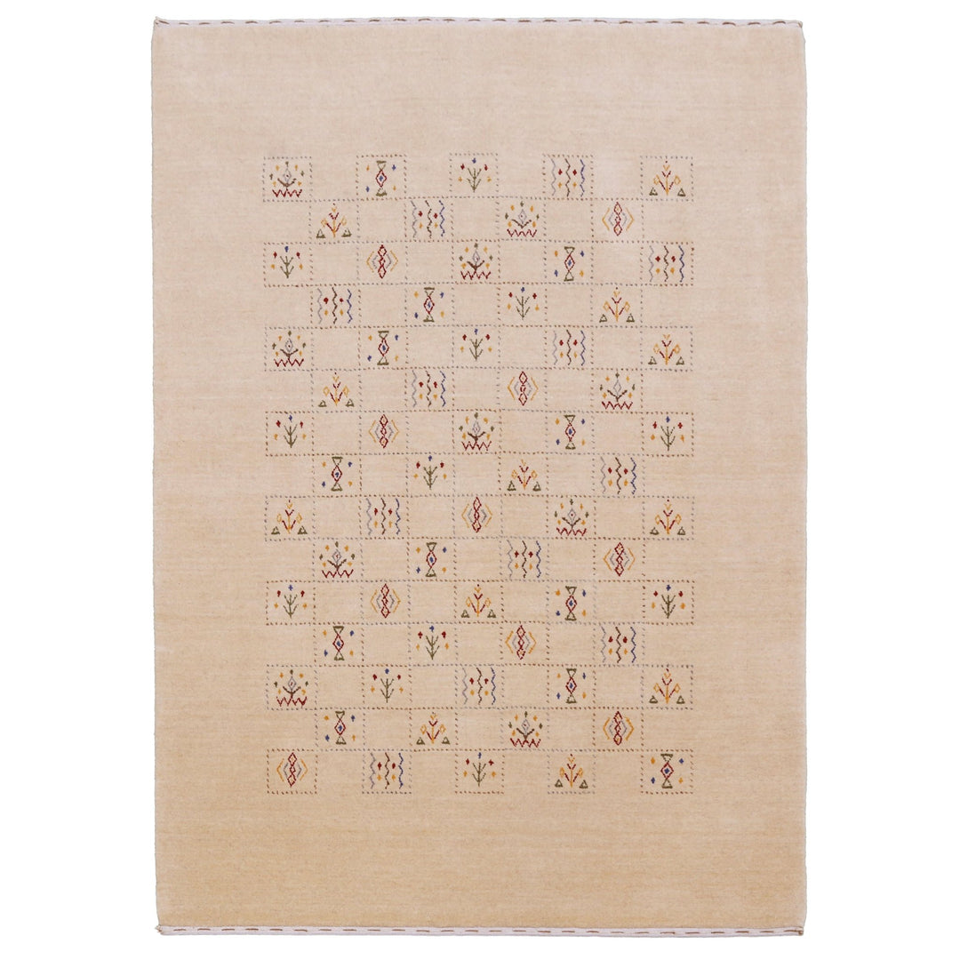 Beige Contemporary Tribal Design Hand Loomed Wool Rug - The Rug Decor