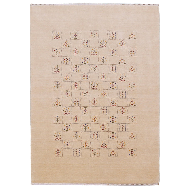 Beige Contemporary Tribal Design Hand Loomed Wool Rug - The Rug Decor