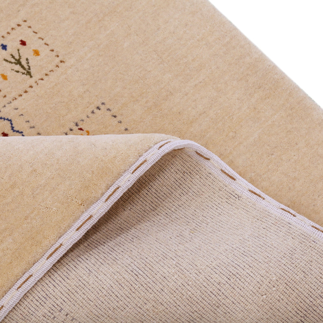Beige Contemporary Tribal Design Hand Loomed Wool Rug - The Rug Decor