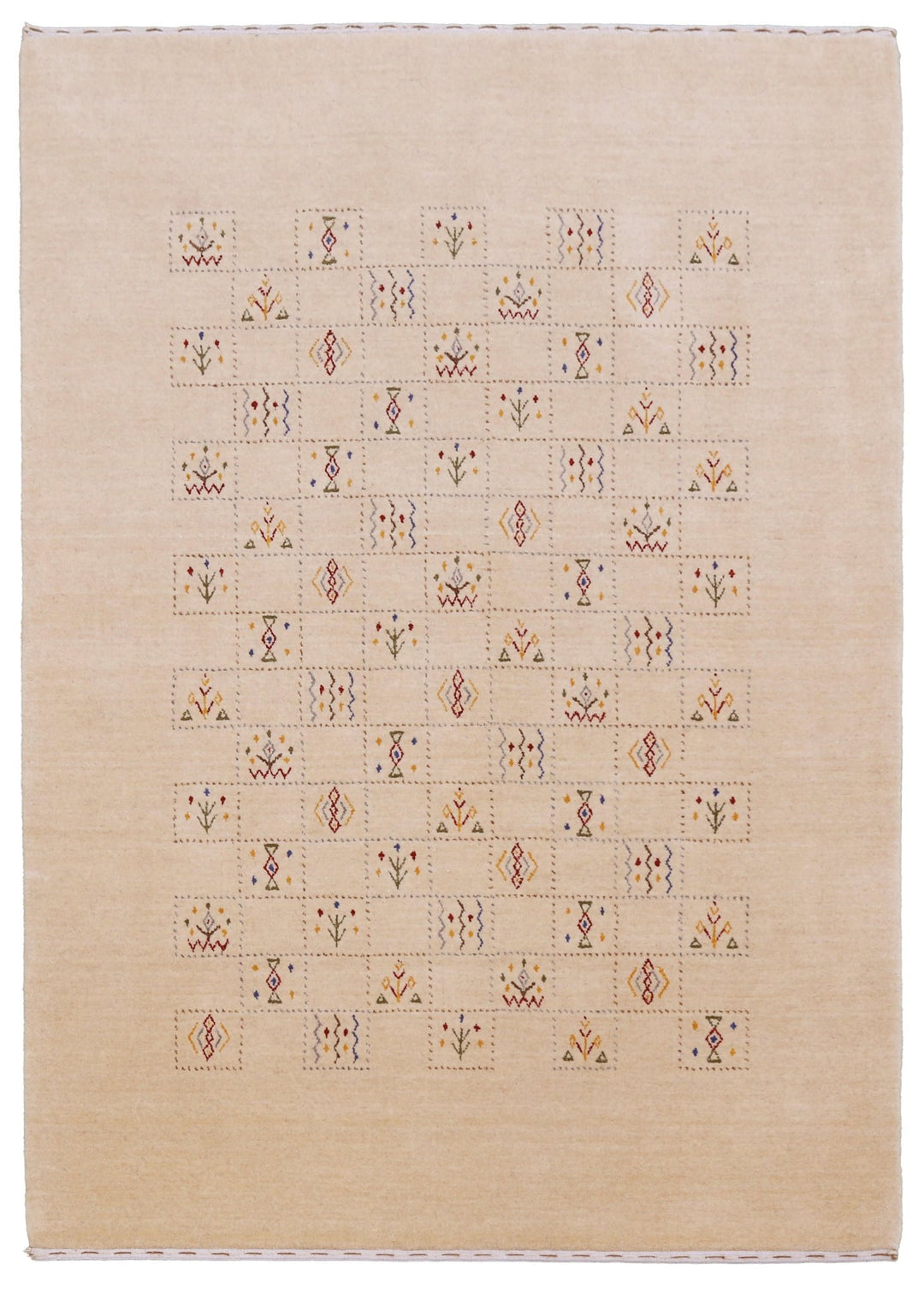 Beige Contemporary Tribal Design Hand Loomed Wool Rug - The Rug Decor