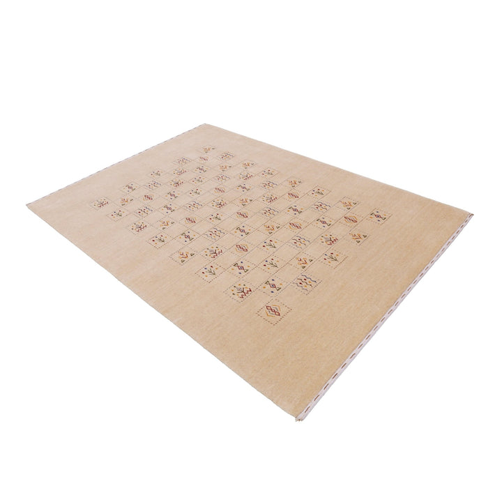 Beige Contemporary Tribal Design Hand Loomed Wool Rug - The Rug Decor