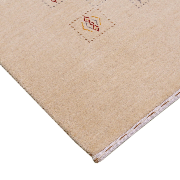 Beige Contemporary Tribal Design Hand Loomed Wool Rug - The Rug Decor