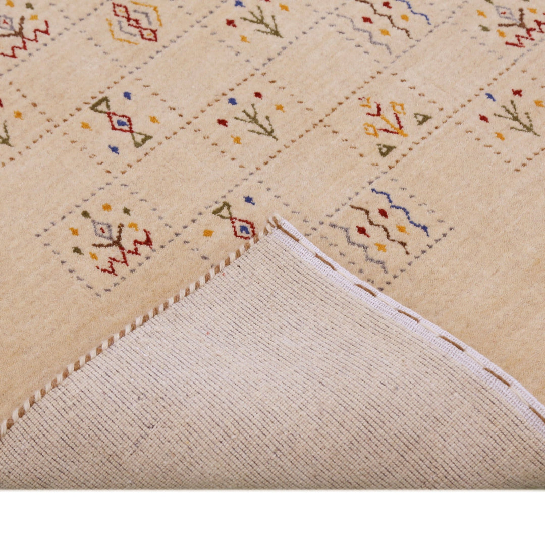 Beige Contemporary Tribal Design Hand Loomed Wool Rug - The Rug Decor