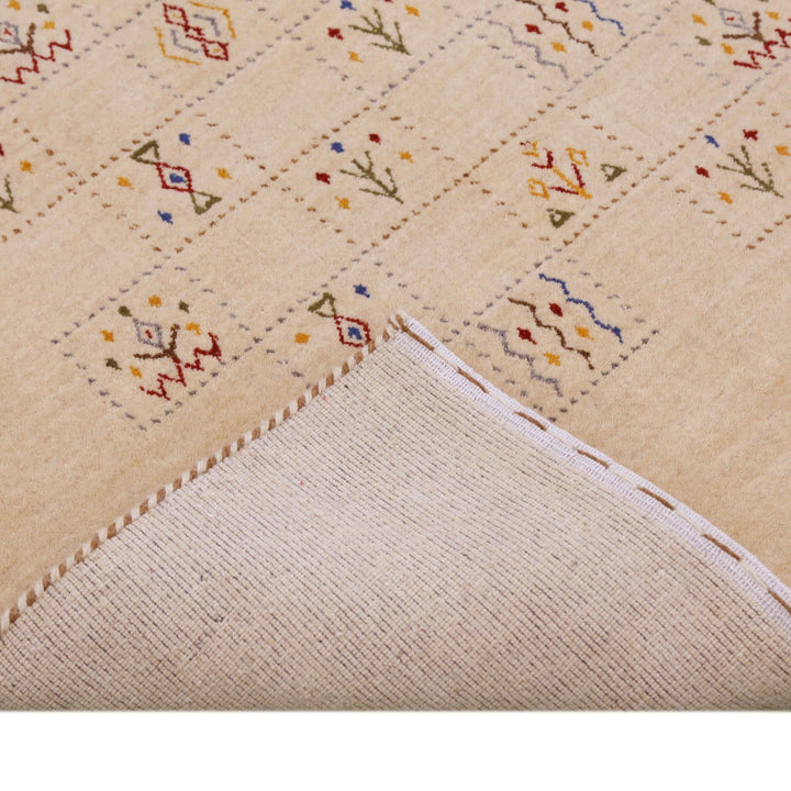 Beige Contemporary Tribal Design Hand Loomed Wool Rug - The Rug Decor