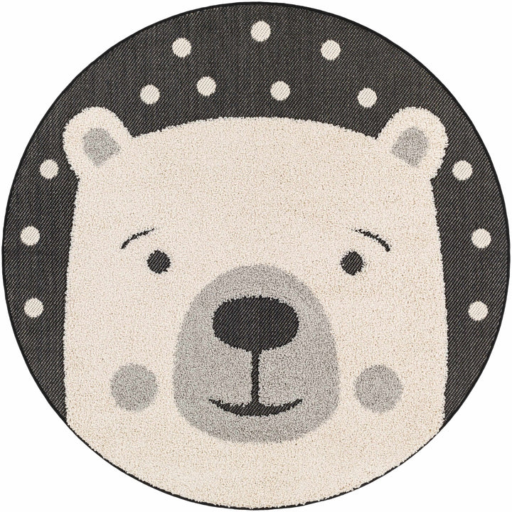 Beige, Gray and Black Kids Bear high low Texture Round Outdoor safe Area Rug - The Rug Decor