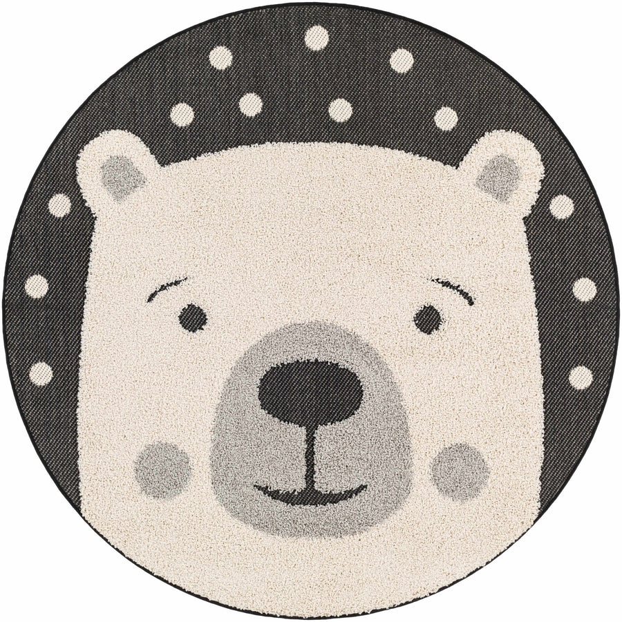 Beige, Gray and Black Kids Bear high low Texture Round Outdoor safe Area Rug - The Rug Decor