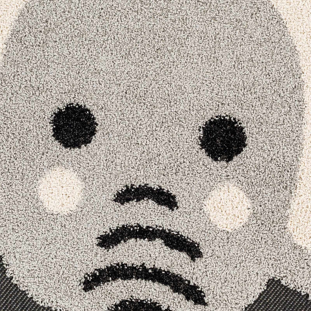 Beige, Gray and Black Kids Elephant high low Texture Round Outdoor safe Rug - The Rug Decor