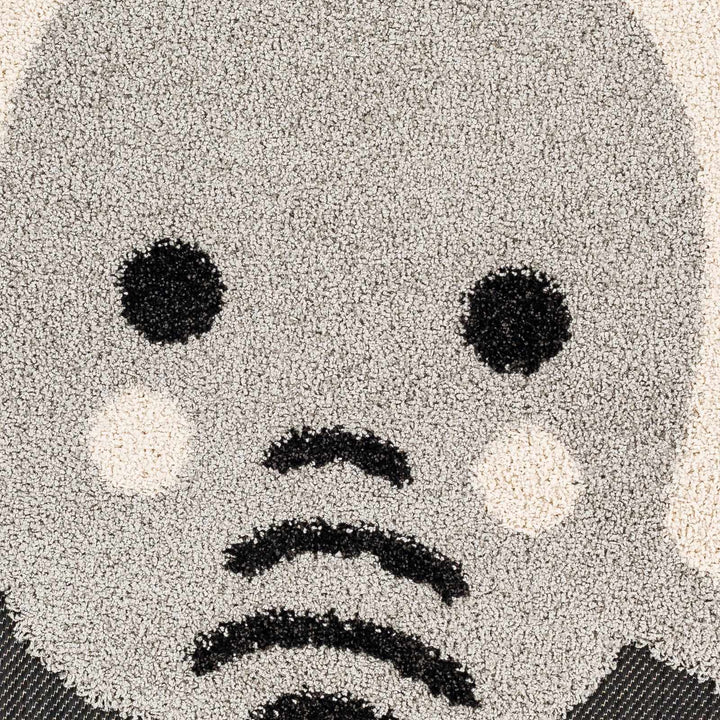 Beige, Gray and Black Kids Elephant high low Texture Round Outdoor safe Rug - The Rug Decor