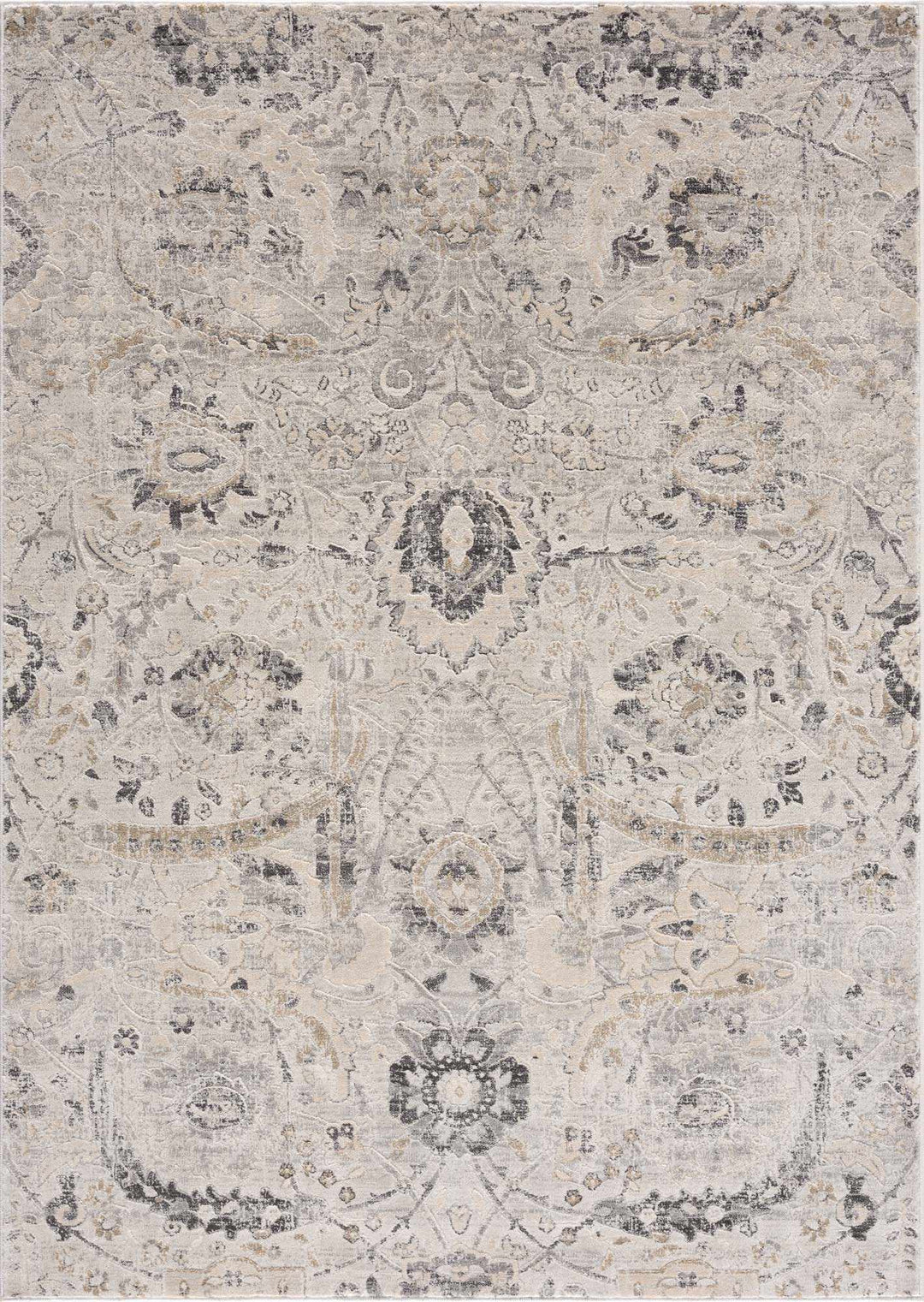 Beige, Gray and Charcoal Antique look Traditional Design area rug - The Rug Decor