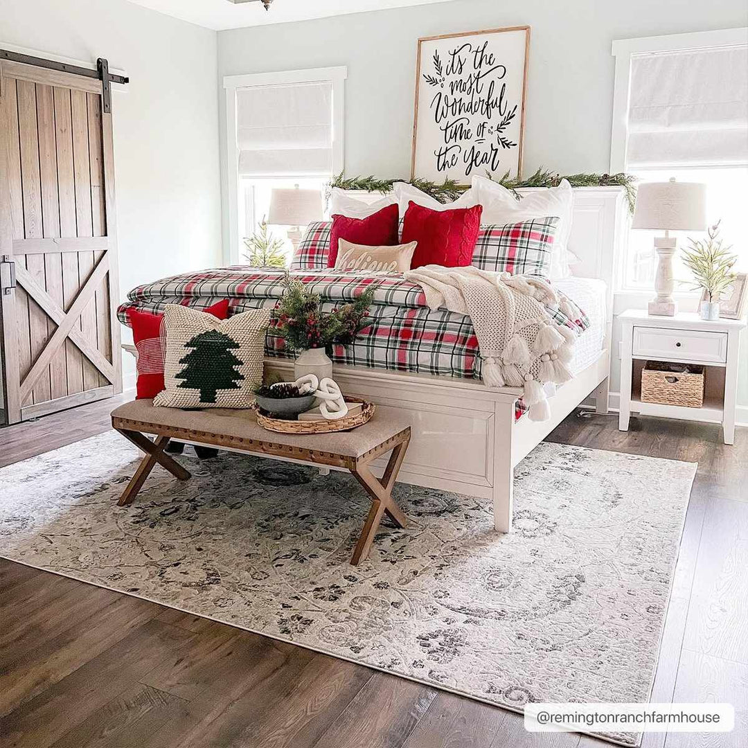 Beige, Gray and Charcoal Antique look Traditional Design area rug - The Rug Decor