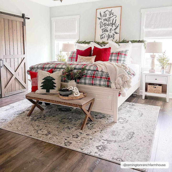 Beige, Gray and Charcoal Antique look Traditional Design area rug - The Rug Decor