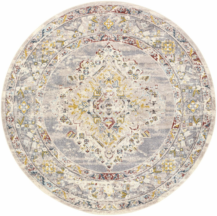 Beige, Gray and Ivory Traditional Heriz Medallion Multi size area rug - The Rug Decor