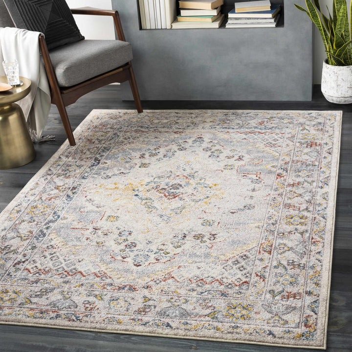 Beige, Gray and Ivory Traditional Heriz Medallion Multi size area rug - The Rug Decor